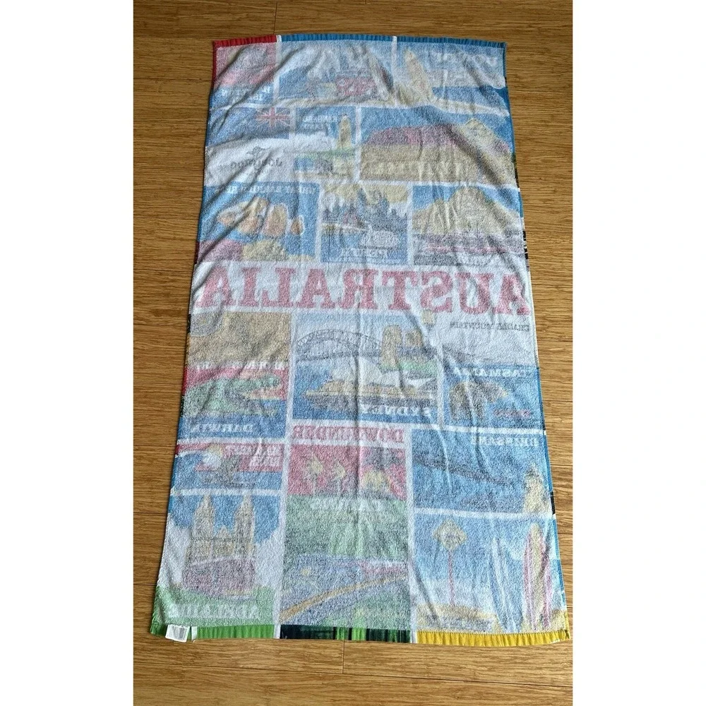 Vintage Joey RooAustralian Souvenier Beach Towel Australian Map Collage Retro